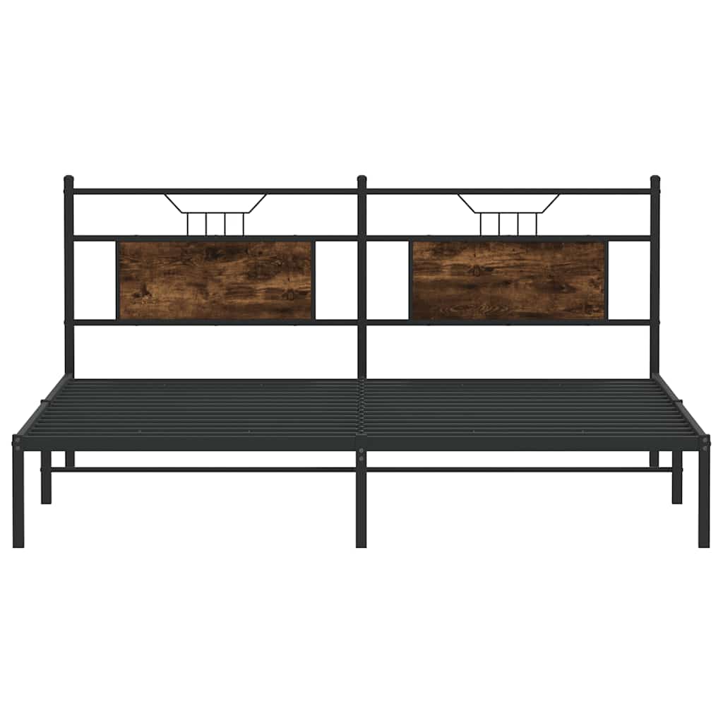 füstös tölgy színű szerelt fa ágykeret matrac nélkül 183x213 cm