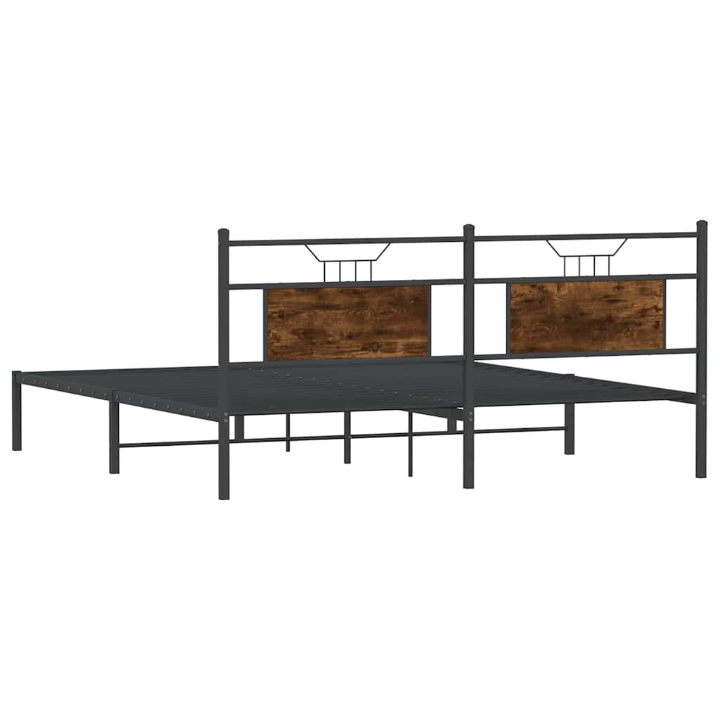 füstös tölgy színű szerelt fa ágykeret matrac nélkül 183x213 cm