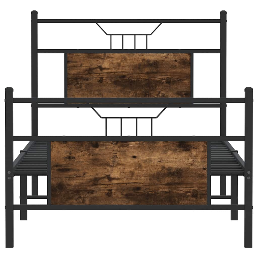 füstös tölgy színű szerelt fa ágykeret matrac nélkül 75x190 cm