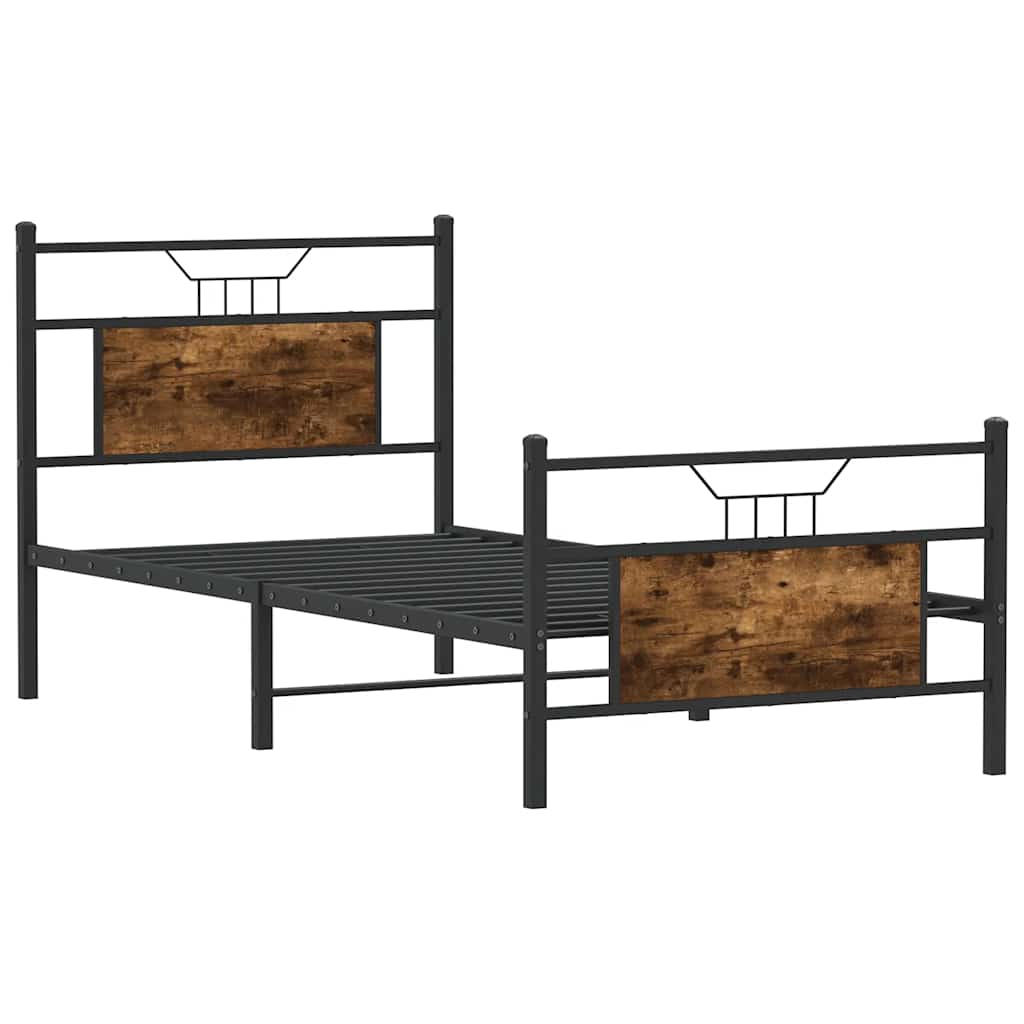 füstös tölgy színű szerelt fa ágykeret matrac nélkül 80x200 cm
