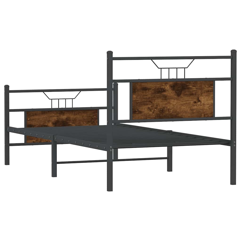 füstös tölgy színű szerelt fa ágykeret matrac nélkül 80x200 cm