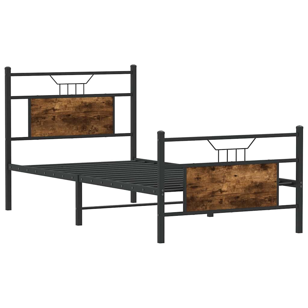 füstös tölgy színű szerelt fa ágykeret matrac nélkül 90x200 cm
