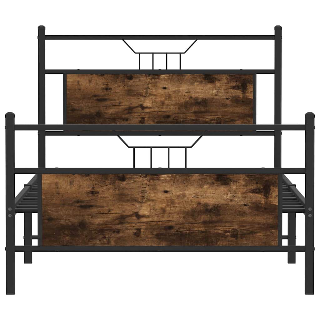 füstös tölgy színű szerelt fa ágykeret matrac nélkül 90x190 cm