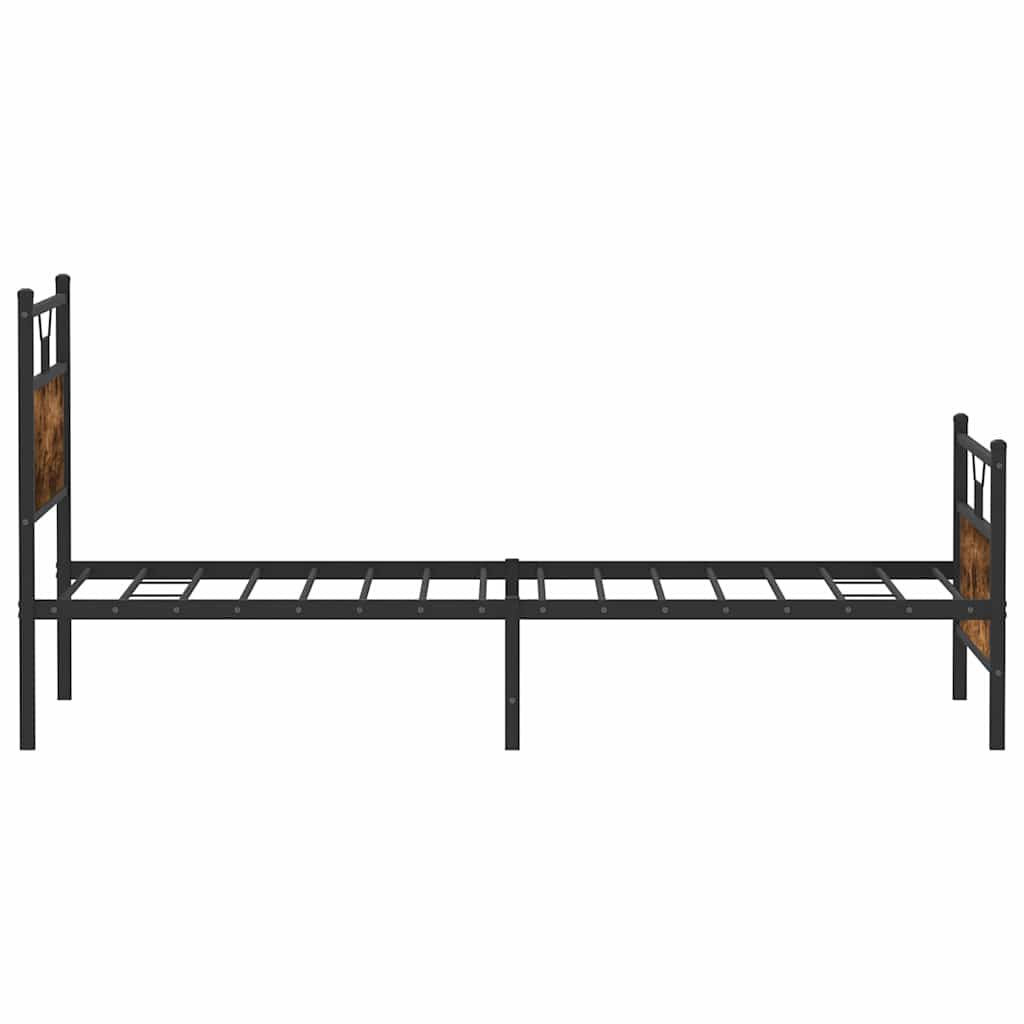 füstös tölgy színű szerelt fa ágykeret matrac nélkül 90x190 cm