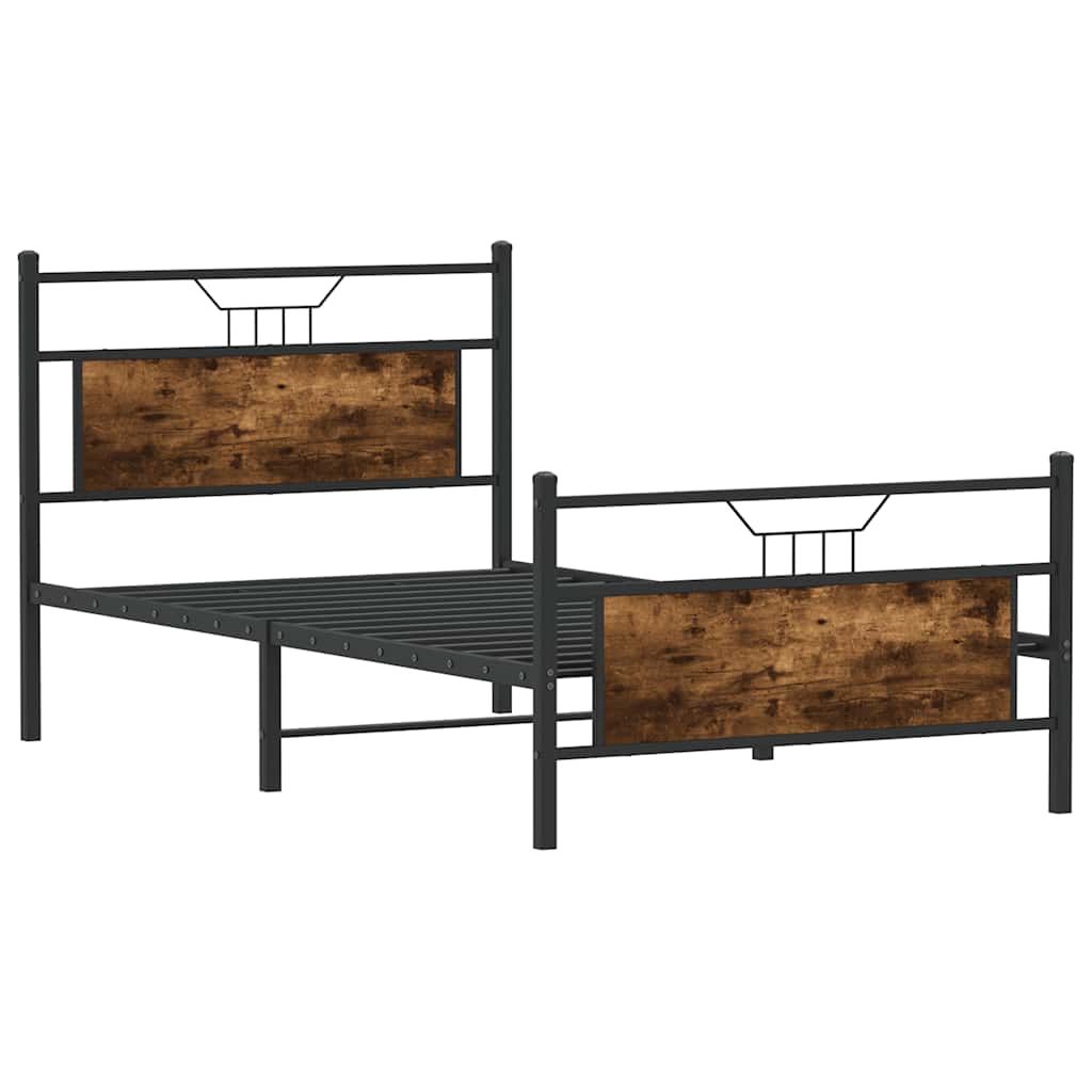 füstös tölgy színű szerelt fa ágykeret matrac nélkül 100x200 cm
