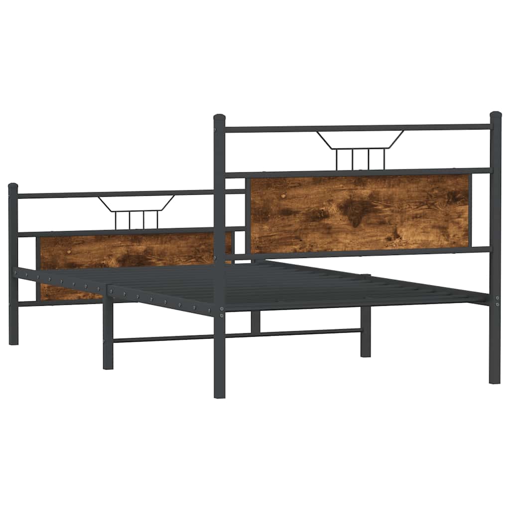 füstös tölgy színű szerelt fa ágykeret matrac nélkül 100x200 cm