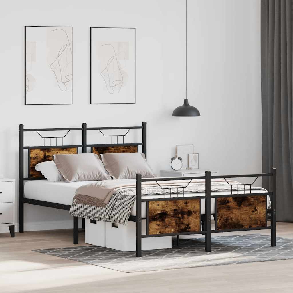 füstös tölgy színű szerelt fa ágykeret matrac nélkül 120x200 cm
