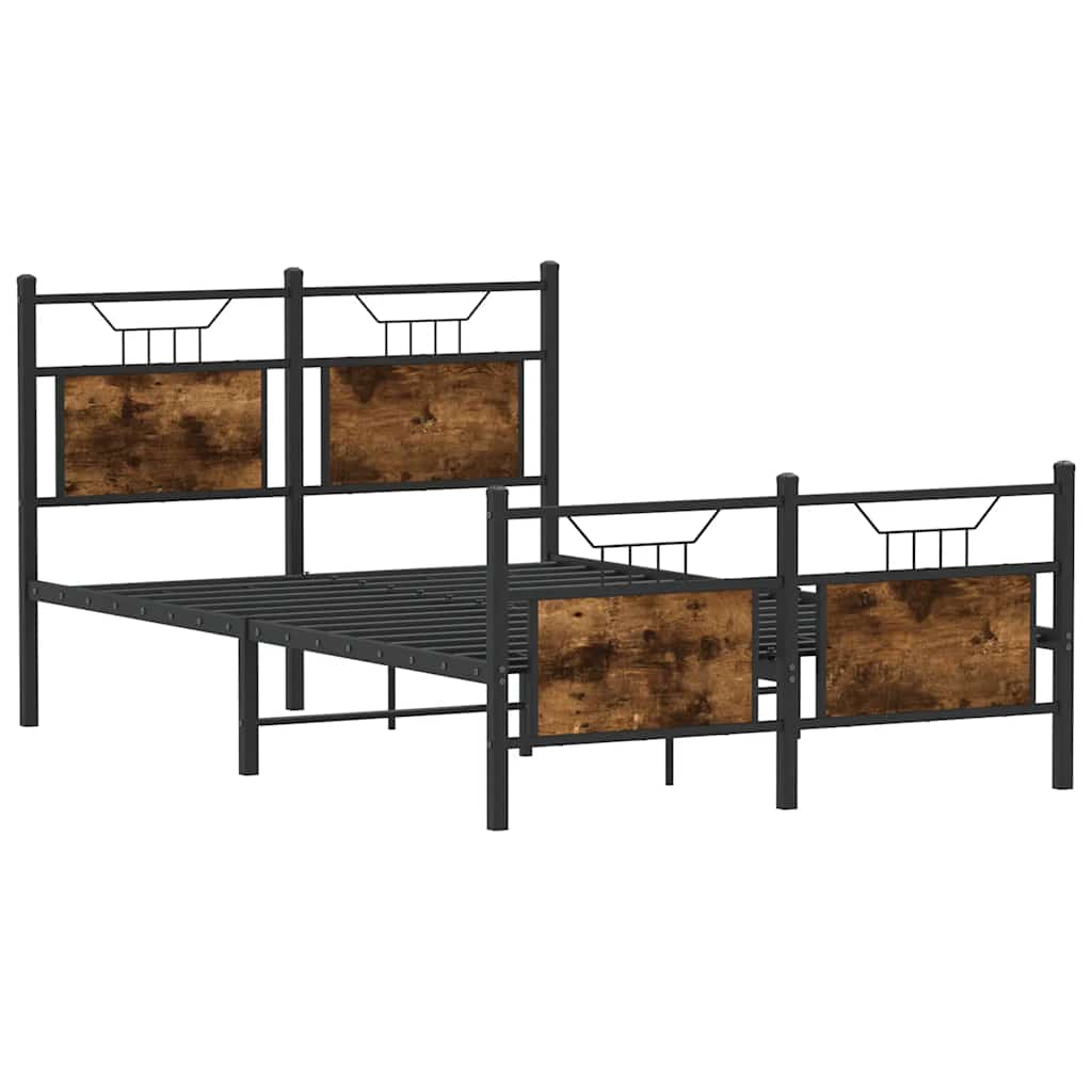 füstös tölgy színű szerelt fa ágykeret matrac nélkül 120x200 cm