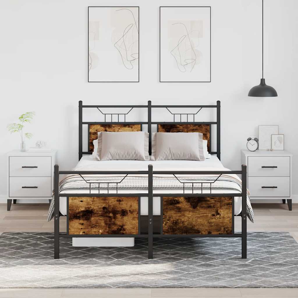 füstös tölgy színű szerelt fa ágykeret matrac nélkül 120x200 cm