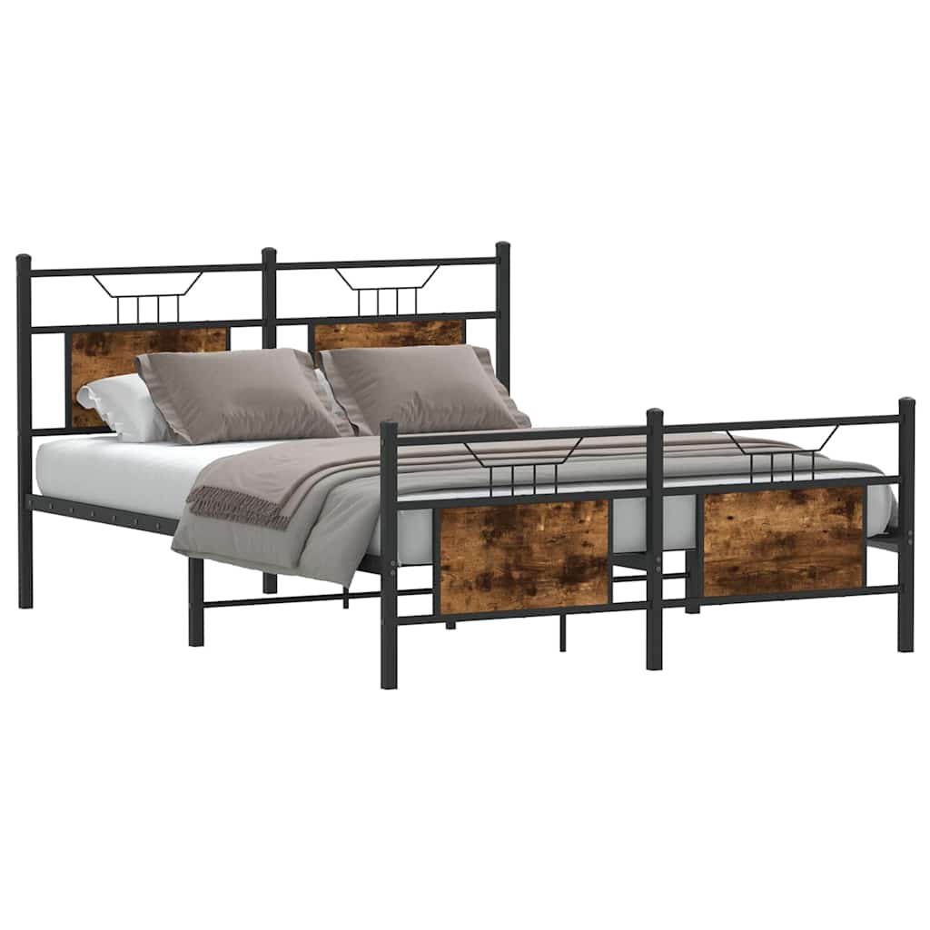 füstös tölgy színű szerelt fa ágykeret matrac nélkül 150x200 cm