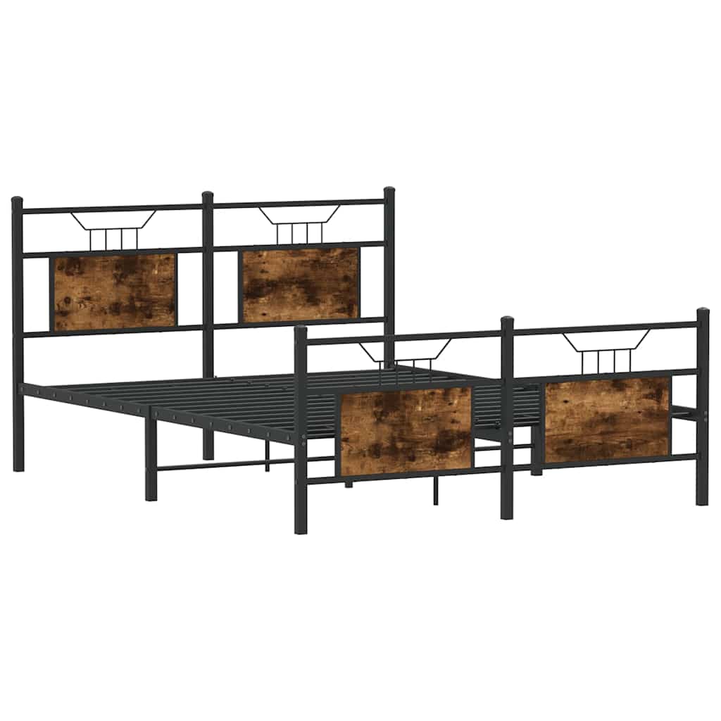 füstös tölgy színű szerelt fa ágykeret matrac nélkül 150x200 cm