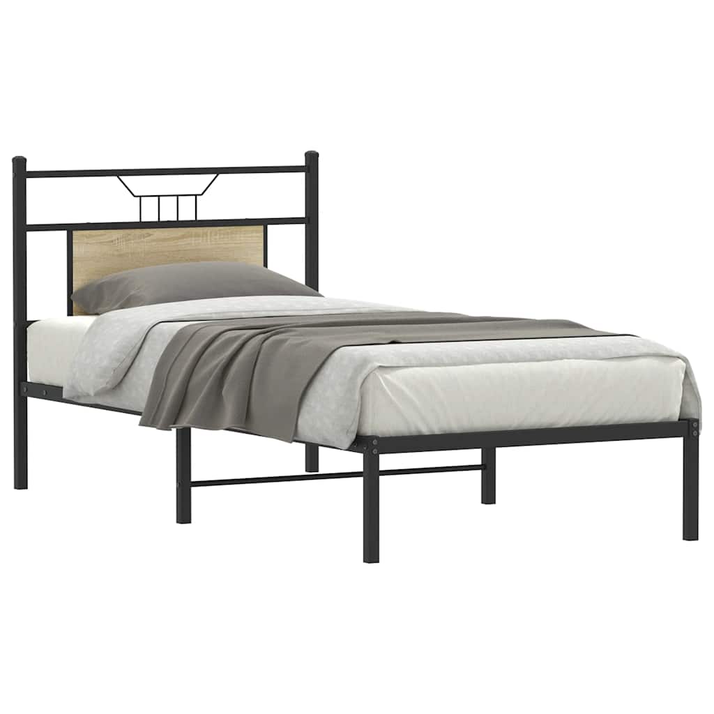 sonoma tölgy színű szerelt fa ágykeret matrac nélkül 75x190 cm