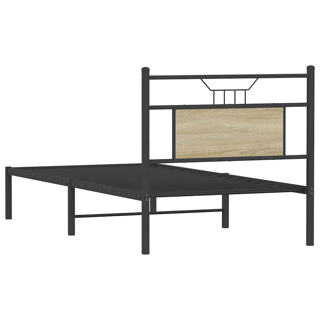 sonoma tölgy színű szerelt fa ágykeret matrac nélkül 75x190 cm
