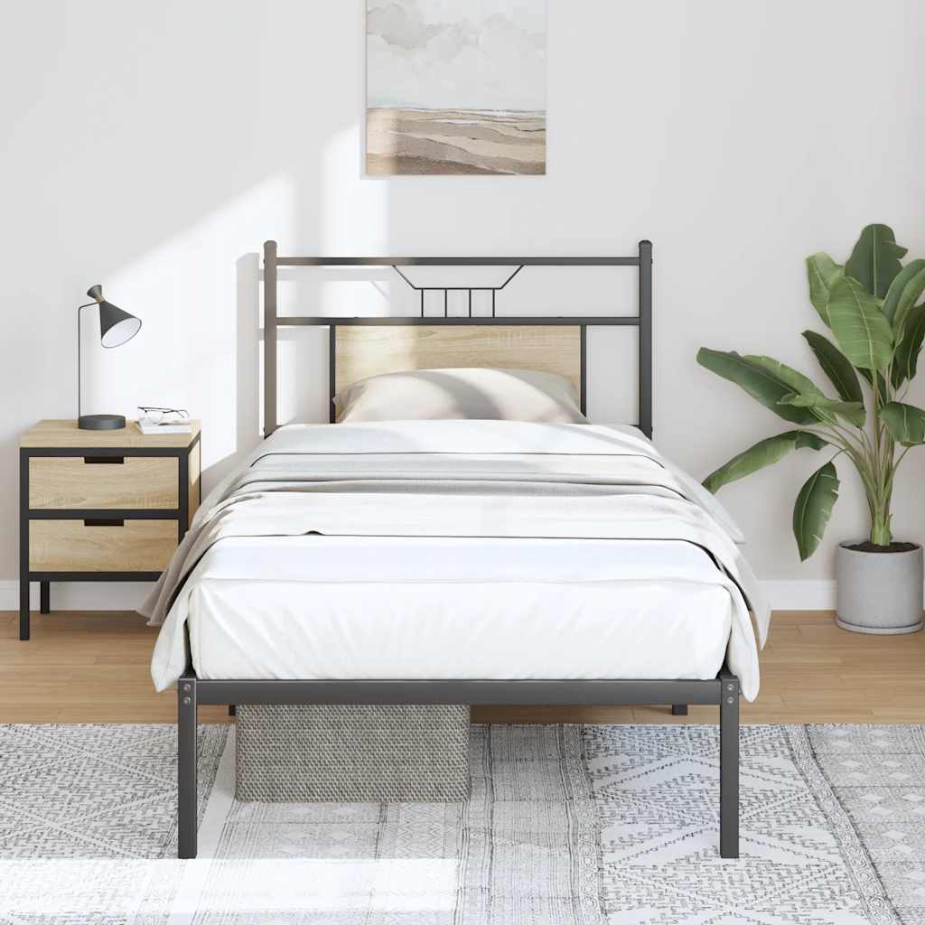 sonoma tölgy színű szerelt fa ágykeret matrac nélkül 75x190 cm