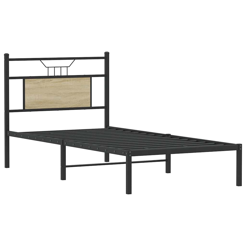 sonoma tölgy színű szerelt fa ágykeret matrac nélkül 80x200 cm