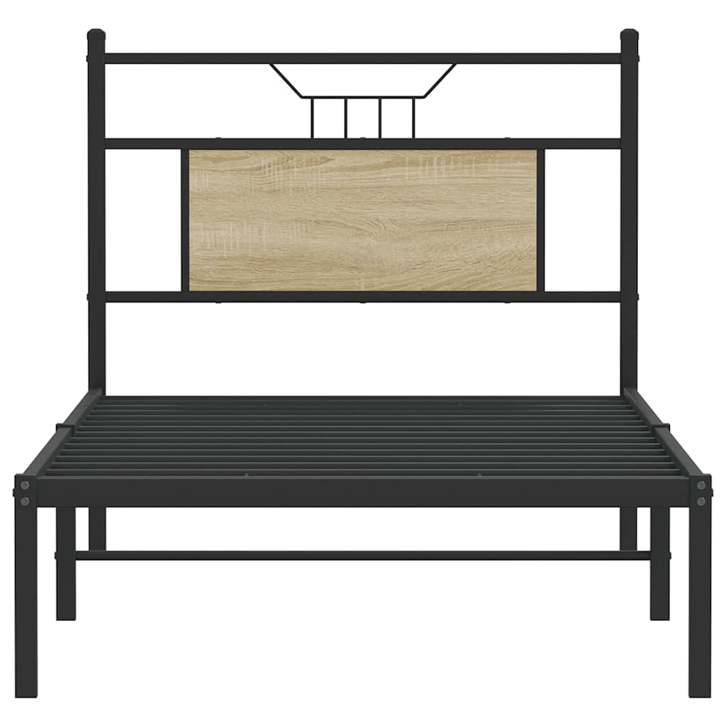 sonoma tölgy színű szerelt fa ágykeret matrac nélkül 80x200 cm