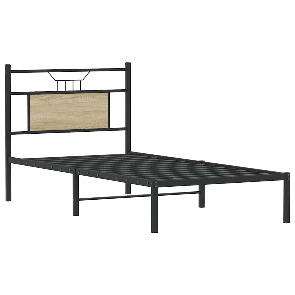 sonoma tölgy színű szerelt fa ágykeret matrac nélkül 90x190 cm
