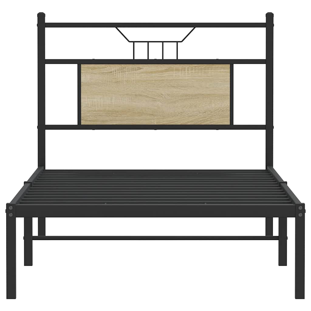 sonoma tölgy színű szerelt fa ágykeret matrac nélkül 90x190 cm