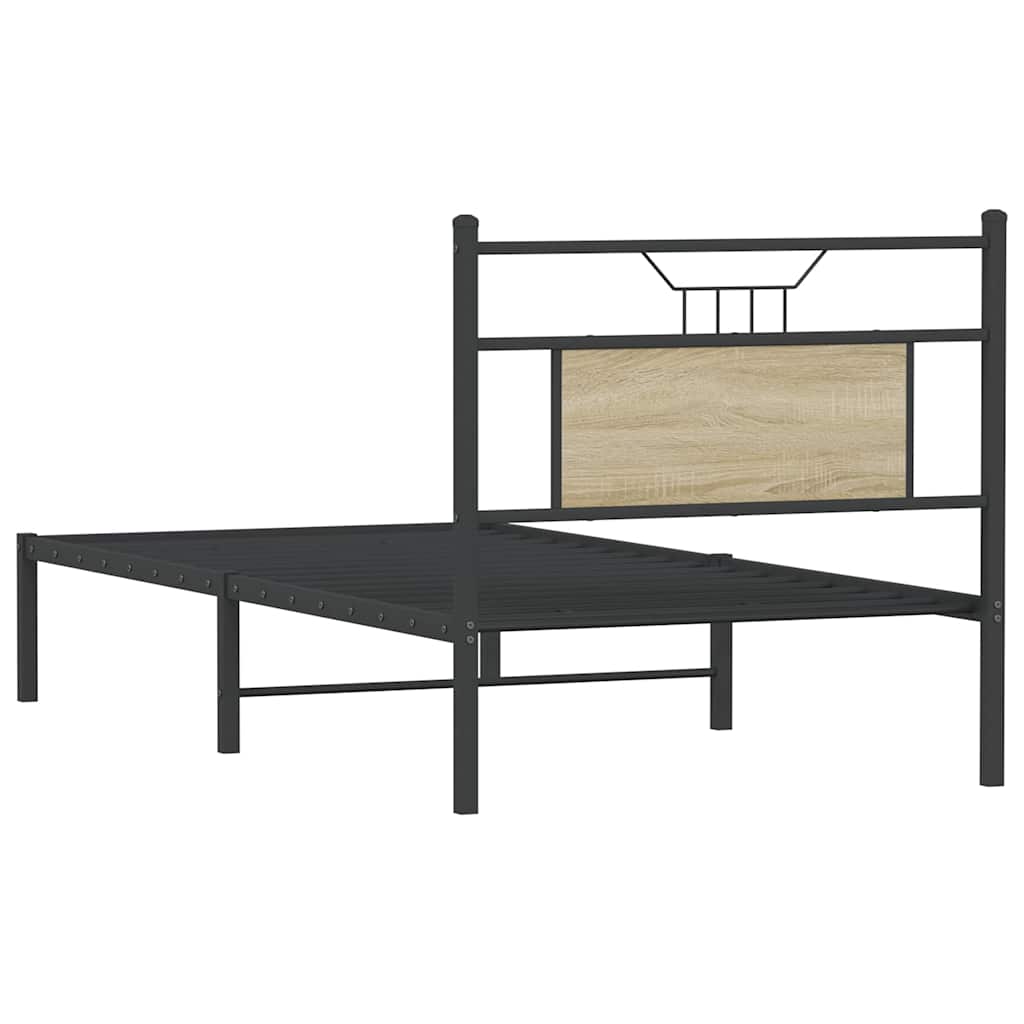 sonoma tölgy színű szerelt fa ágykeret matrac nélkül 90x190 cm
