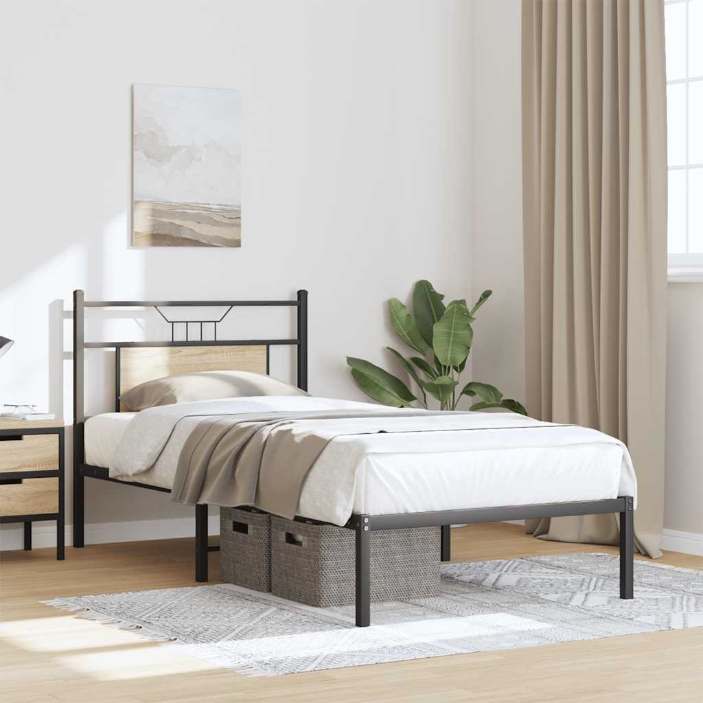 sonoma tölgy színű szerelt fa ágykeret matrac nélkül 90x200 cm