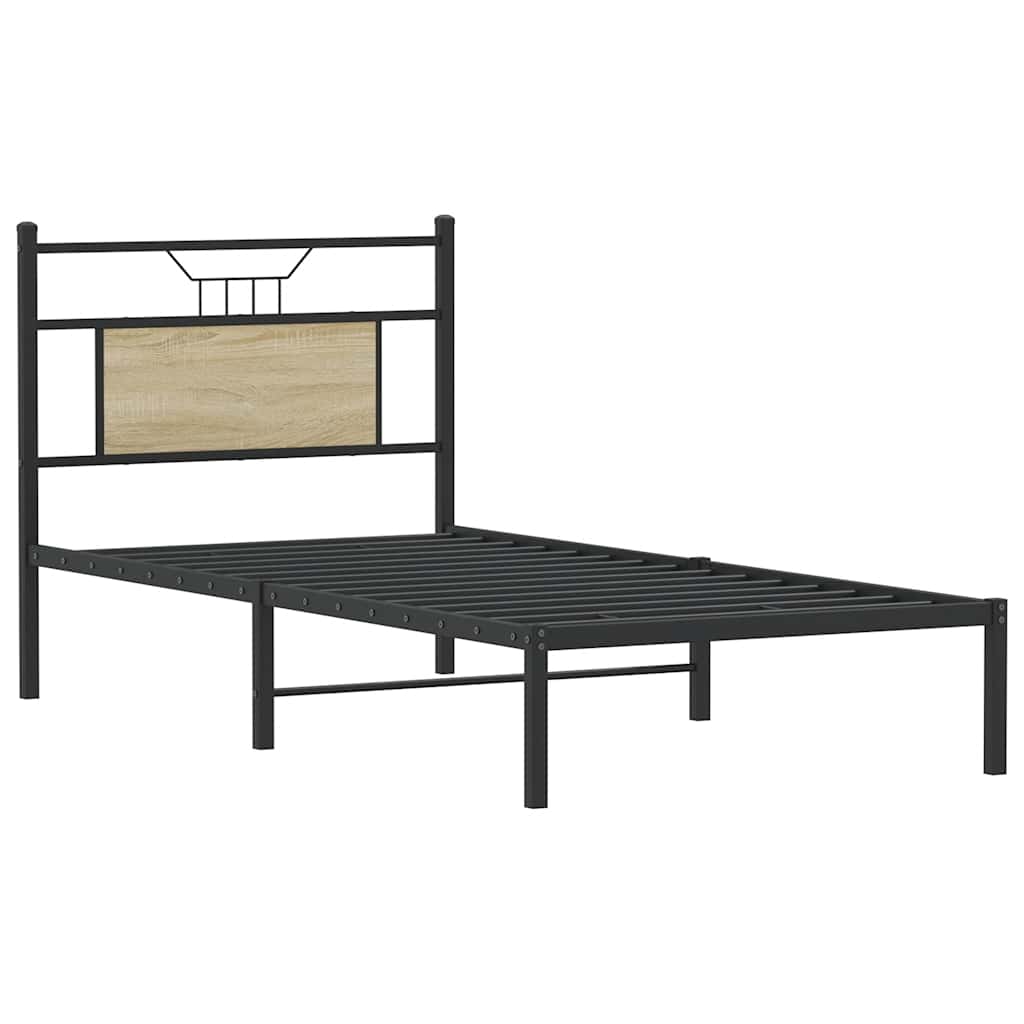sonoma tölgy színű szerelt fa ágykeret matrac nélkül 90x200 cm