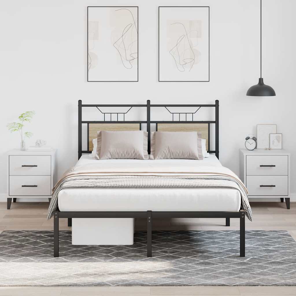 sonoma tölgy színű szerelt fa ágykeret matrac nélkül 120x190 cm