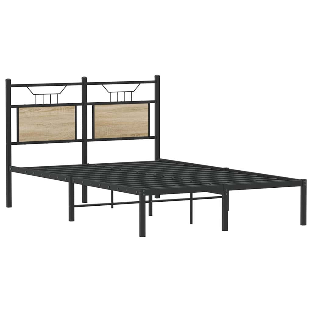sonoma tölgy színű szerelt fa ágykeret matrac nélkül 120x200 cm