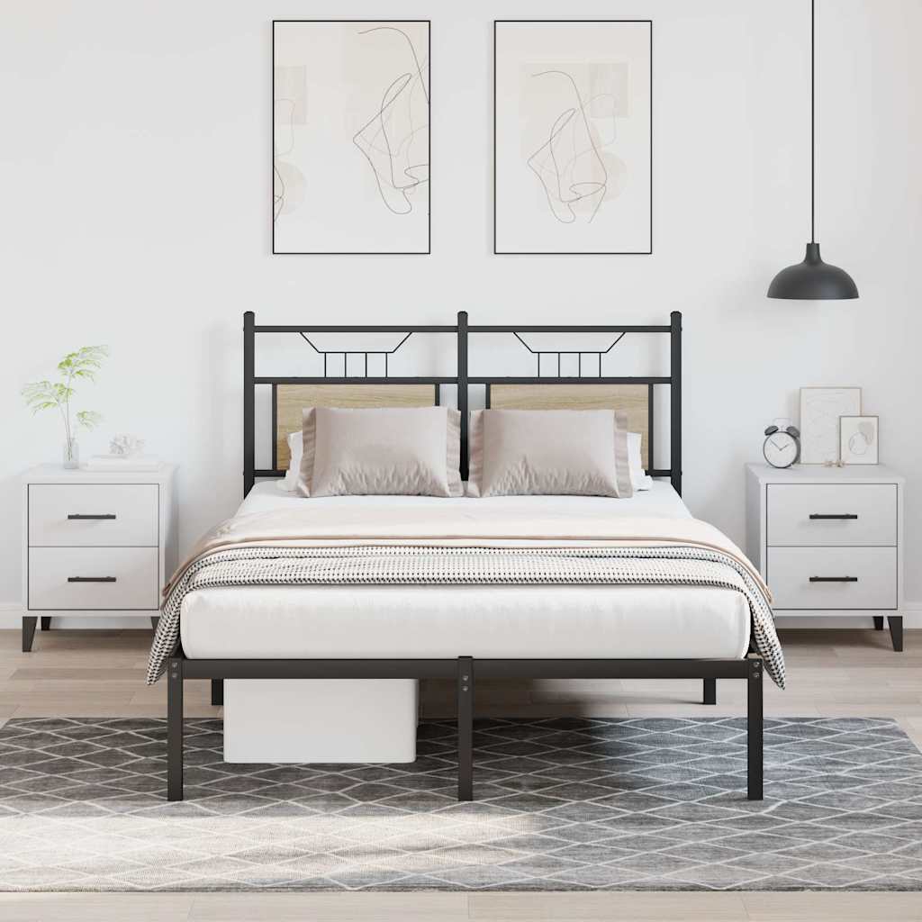 sonoma tölgy színű szerelt fa ágykeret matrac nélkül 120x200 cm