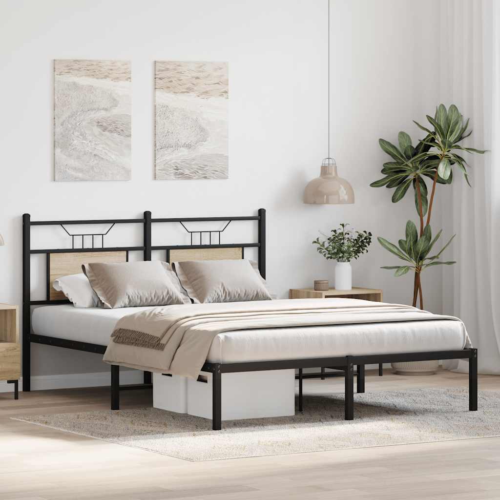 sonoma tölgy színű szerelt fa ágykeret matrac nélkül 137x190 cm