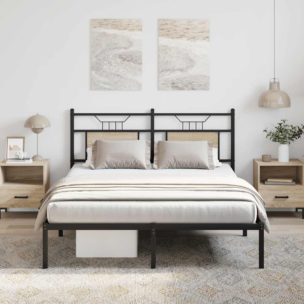 sonoma tölgy színű szerelt fa ágykeret matrac nélkül 137x190 cm