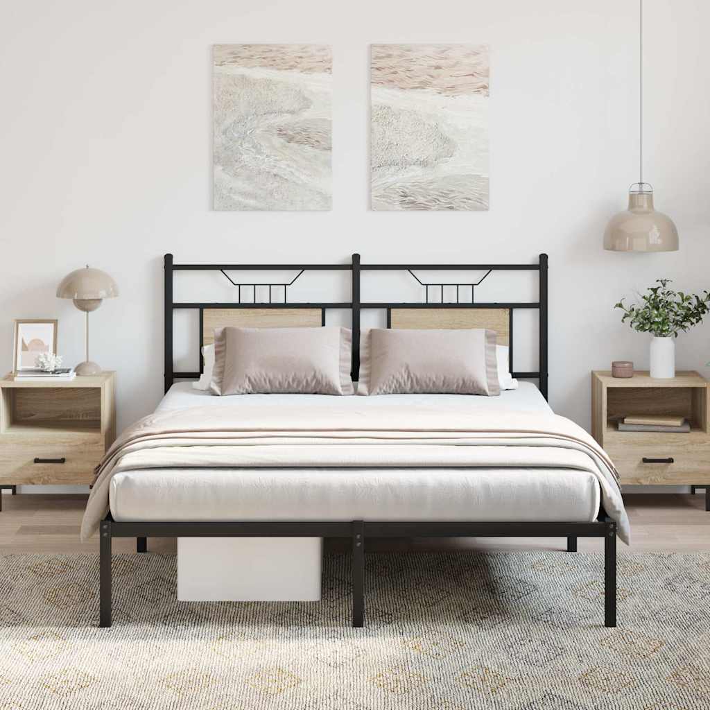 sonoma tölgy színű szerelt fa ágykeret matrac nélkül 140x200 cm