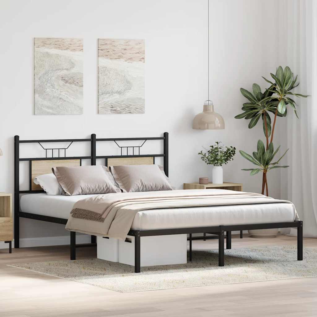 sonoma tölgy színű szerelt fa ágykeret matrac nélkül 150x200 cm