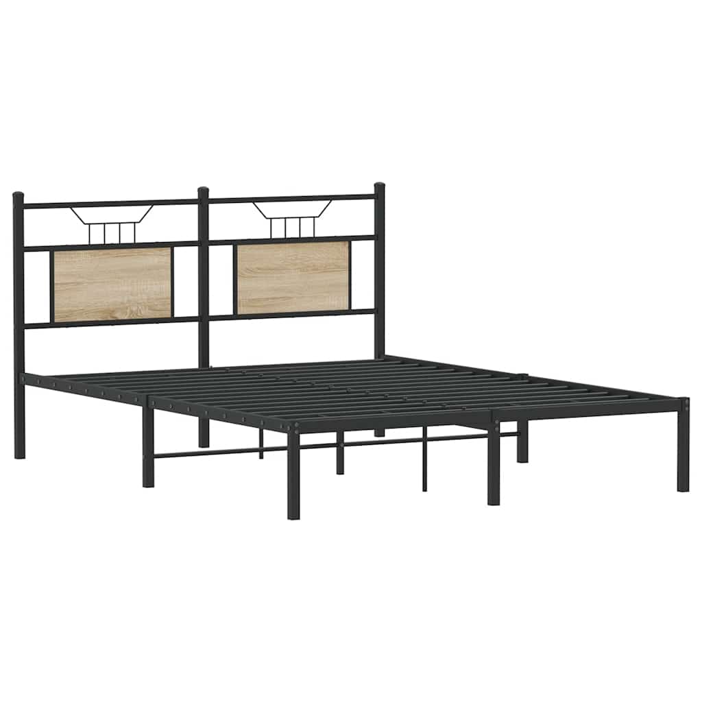 sonoma tölgy színű szerelt fa ágykeret matrac nélkül 150x200 cm