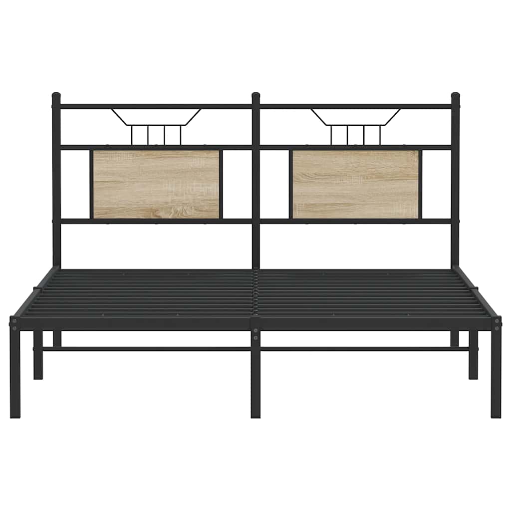 sonoma tölgy színű szerelt fa ágykeret matrac nélkül 150x200 cm