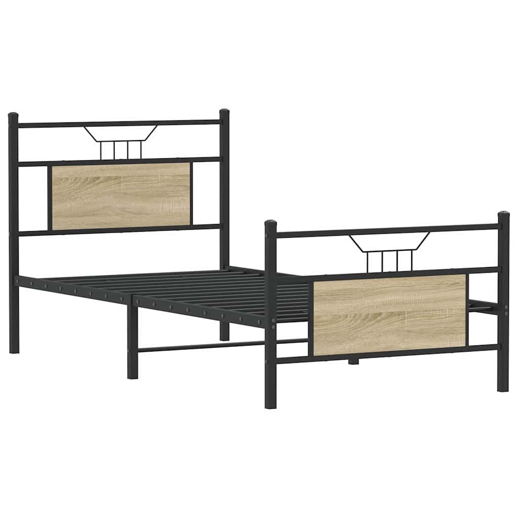 sonoma tölgy színű szerelt fa ágykeret matrac nélkül 75x190 cm
