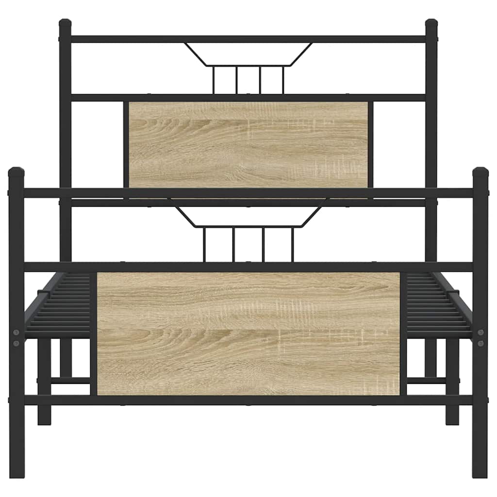 sonoma tölgy színű szerelt fa ágykeret matrac nélkül 75x190 cm