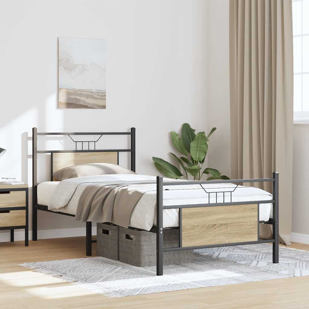 sonoma tölgy színű szerelt fa ágykeret matrac nélkül 80x200 cm