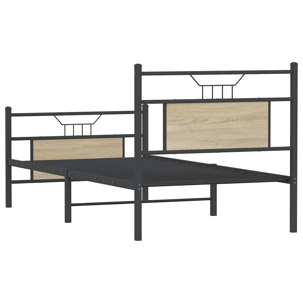 sonoma tölgy színű szerelt fa ágykeret matrac nélkül 80x200 cm