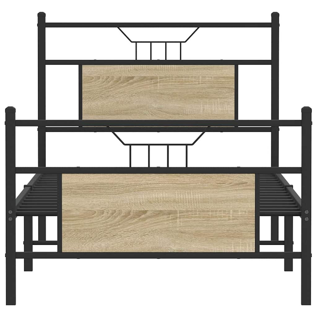 sonoma tölgy színű szerelt fa ágykeret matrac nélkül 90x200 cm