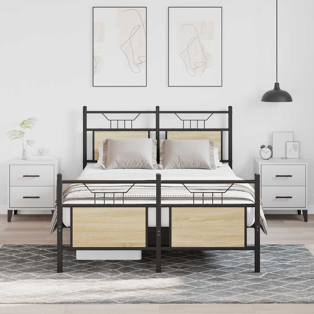 sonoma tölgy színű szerelt fa ágykeret matrac nélkül 120x190 cm