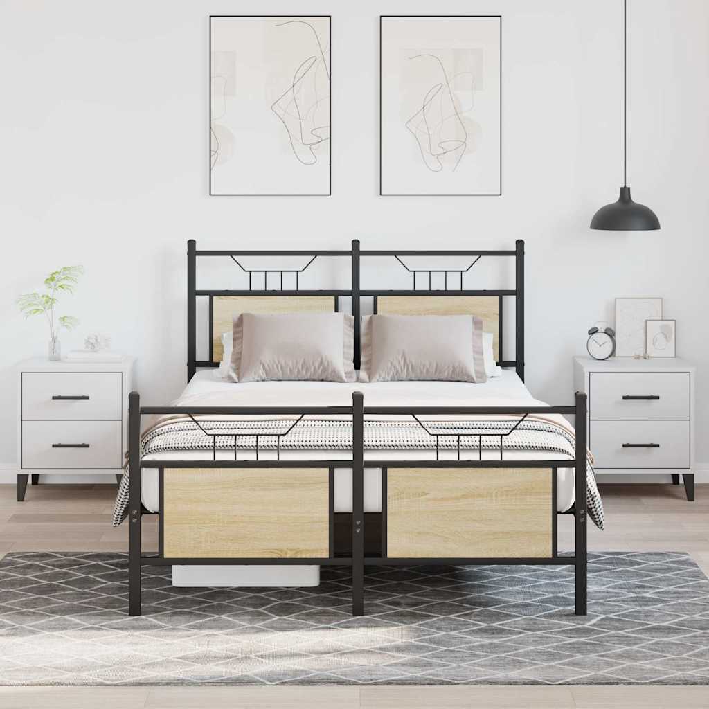 sonoma tölgy színű szerelt fa ágykeret matrac nélkül 120x200 cm