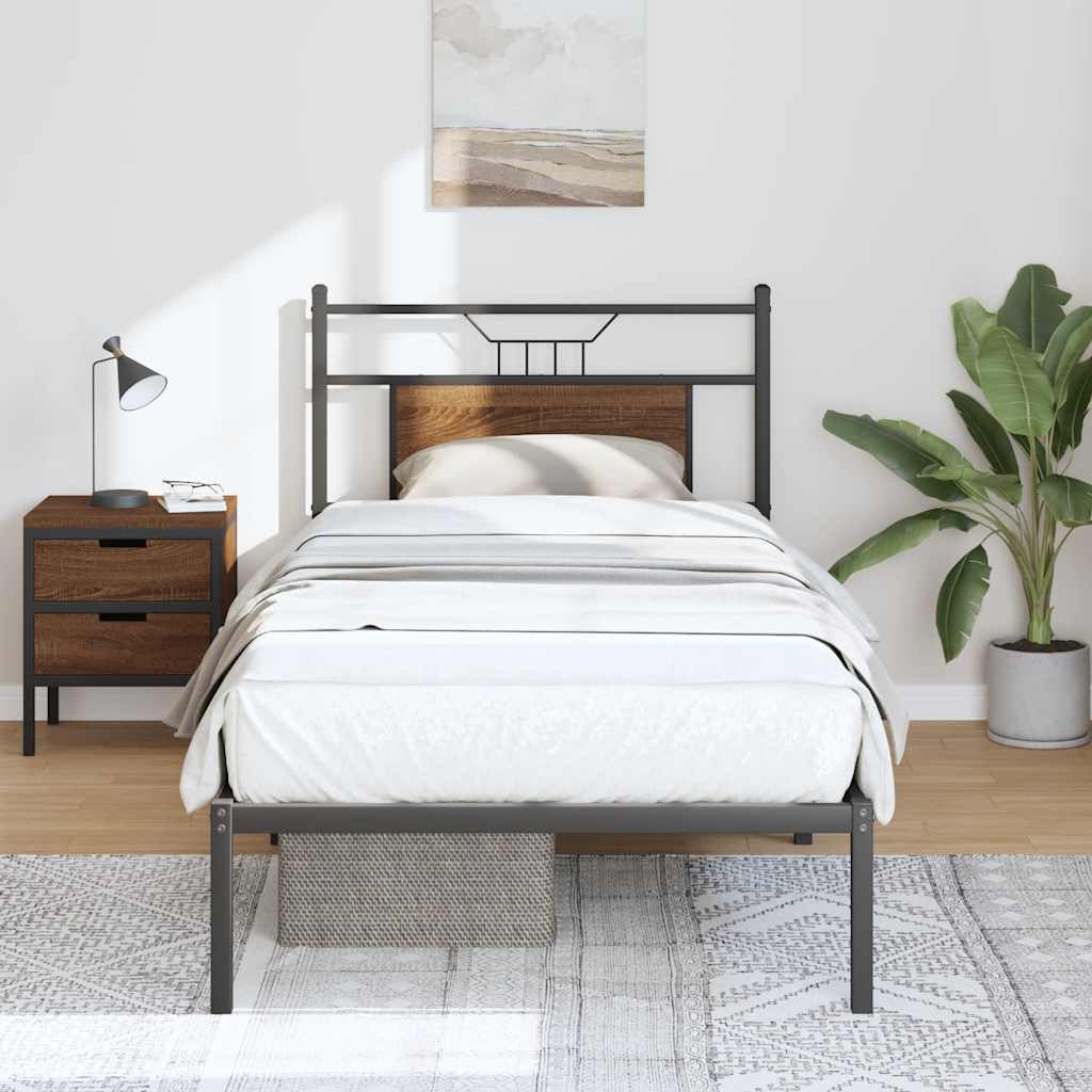 barna tölgy színű szerelt fa ágykeret matrac nélkül 75x190 cm