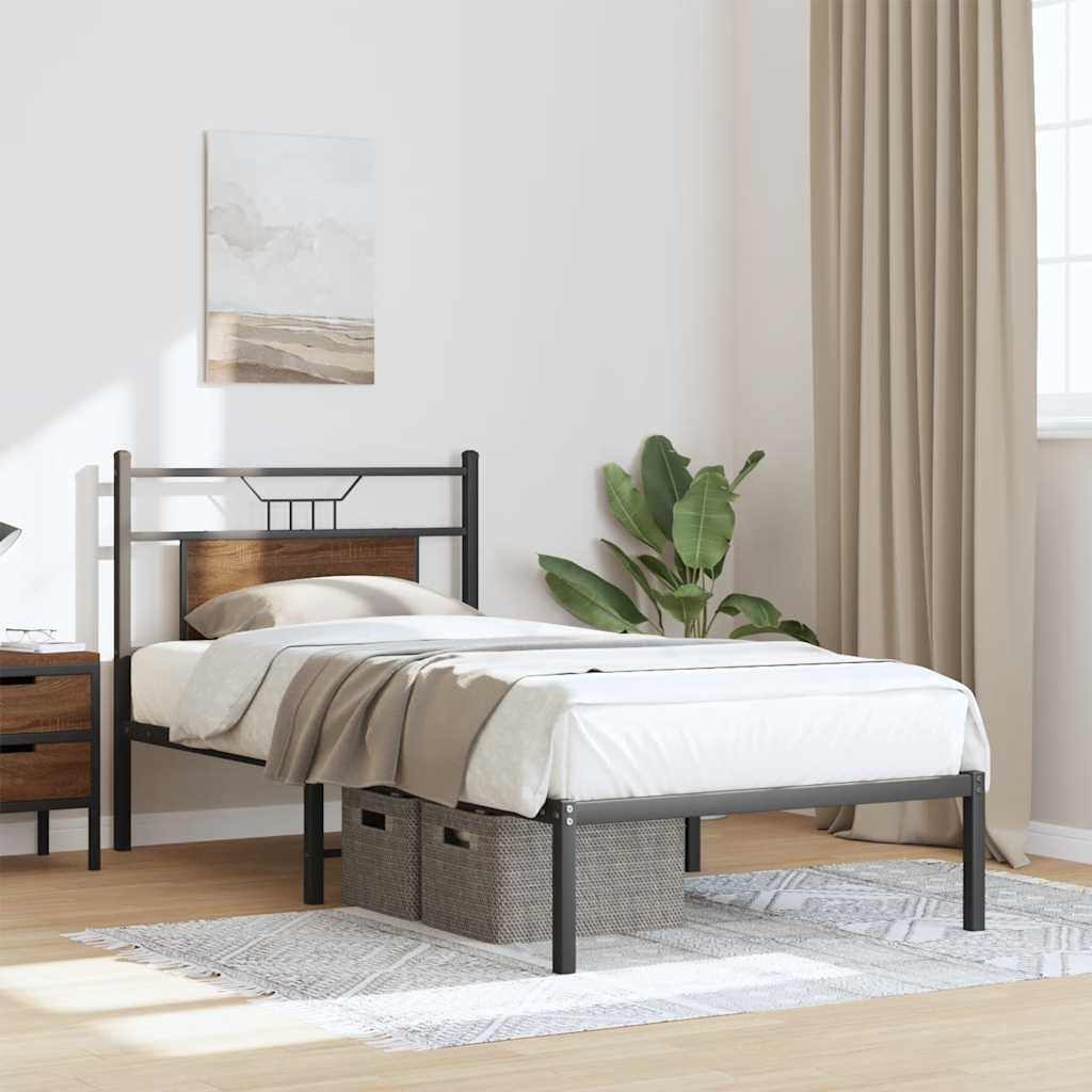barna tölgy színű szerelt fa ágykeret matrac nélkül 75x190 cm