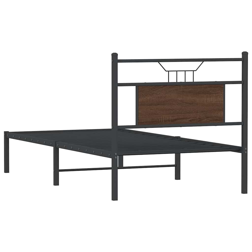 barna tölgy színű szerelt fa ágykeret matrac nélkül 75x190 cm