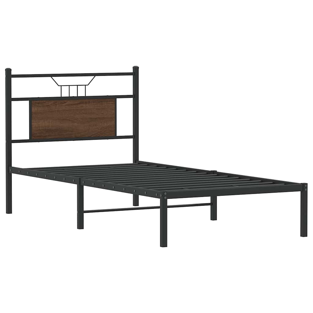 barna tölgy színű szerelt fa ágykeret matrac nélkül 90x190 cm