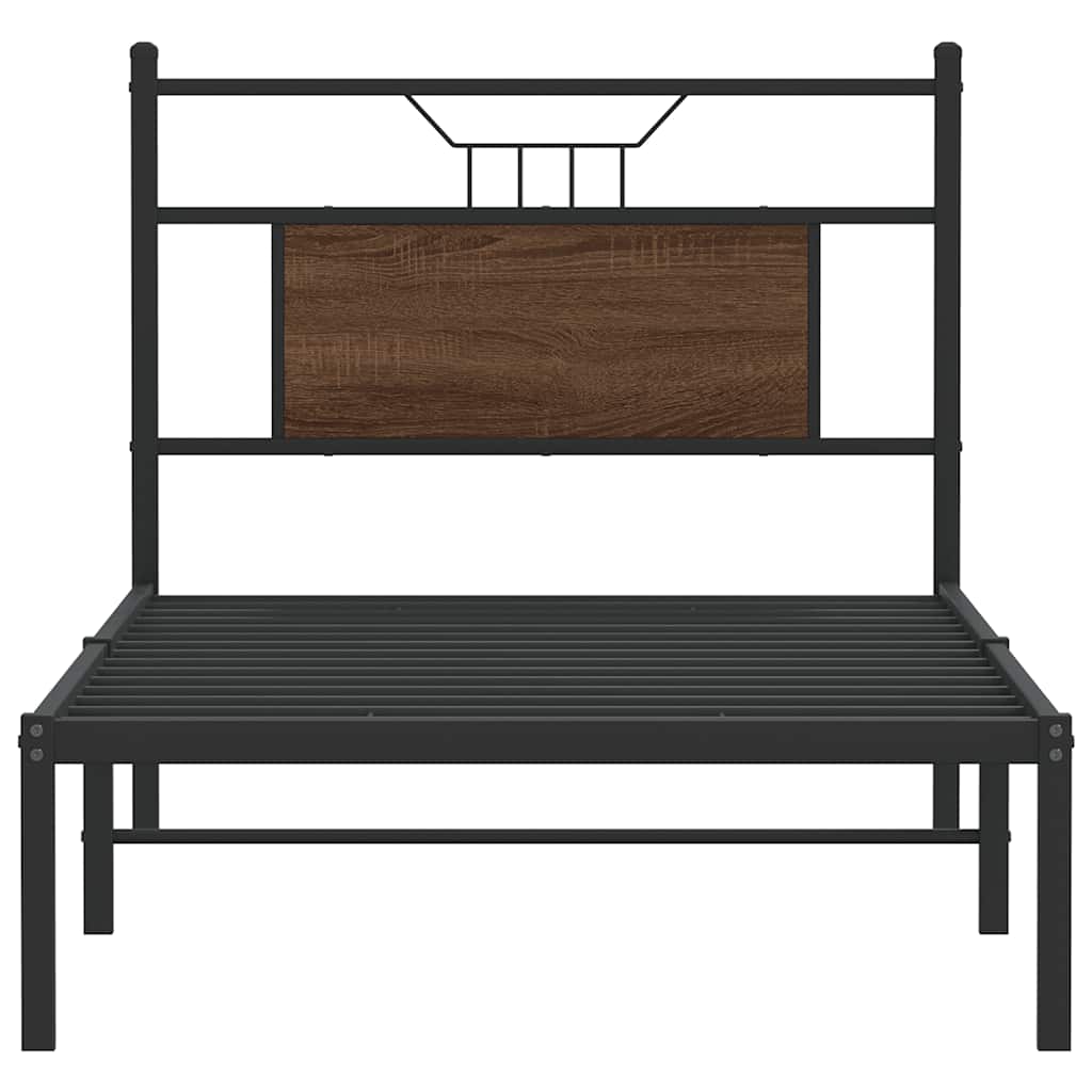 barna tölgy színű szerelt fa ágykeret matrac nélkül 90x190 cm