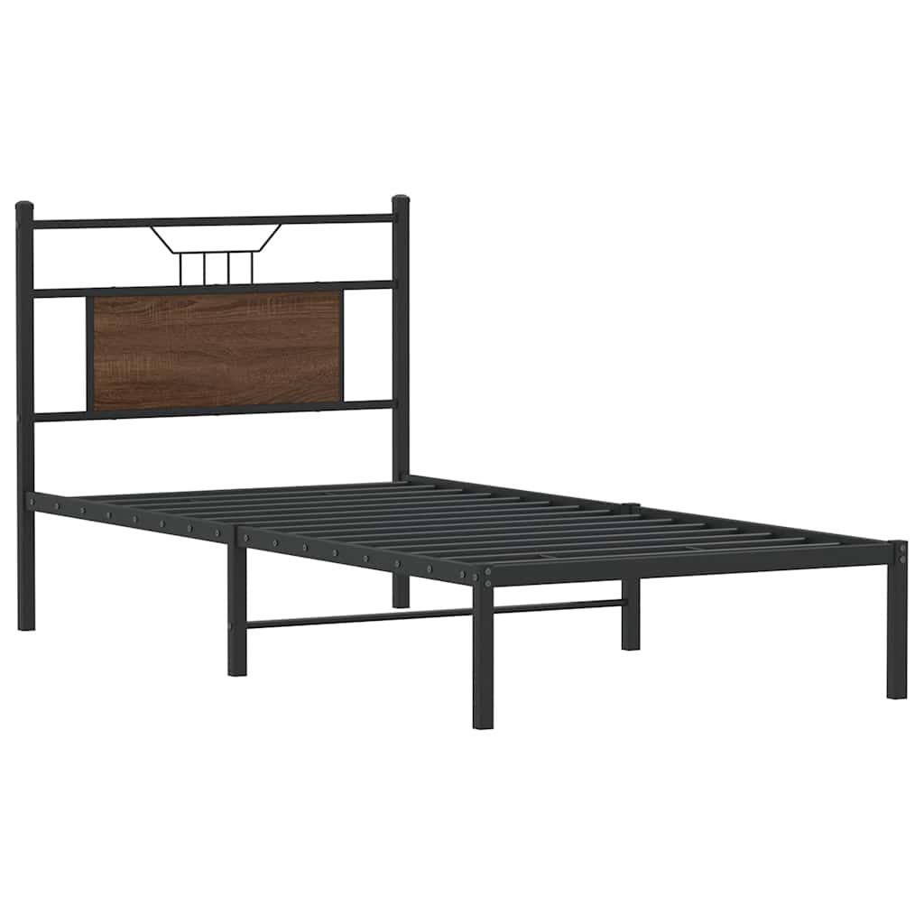 barna tölgy színű szerelt fa ágykeret matrac nélkül 90x200 cm