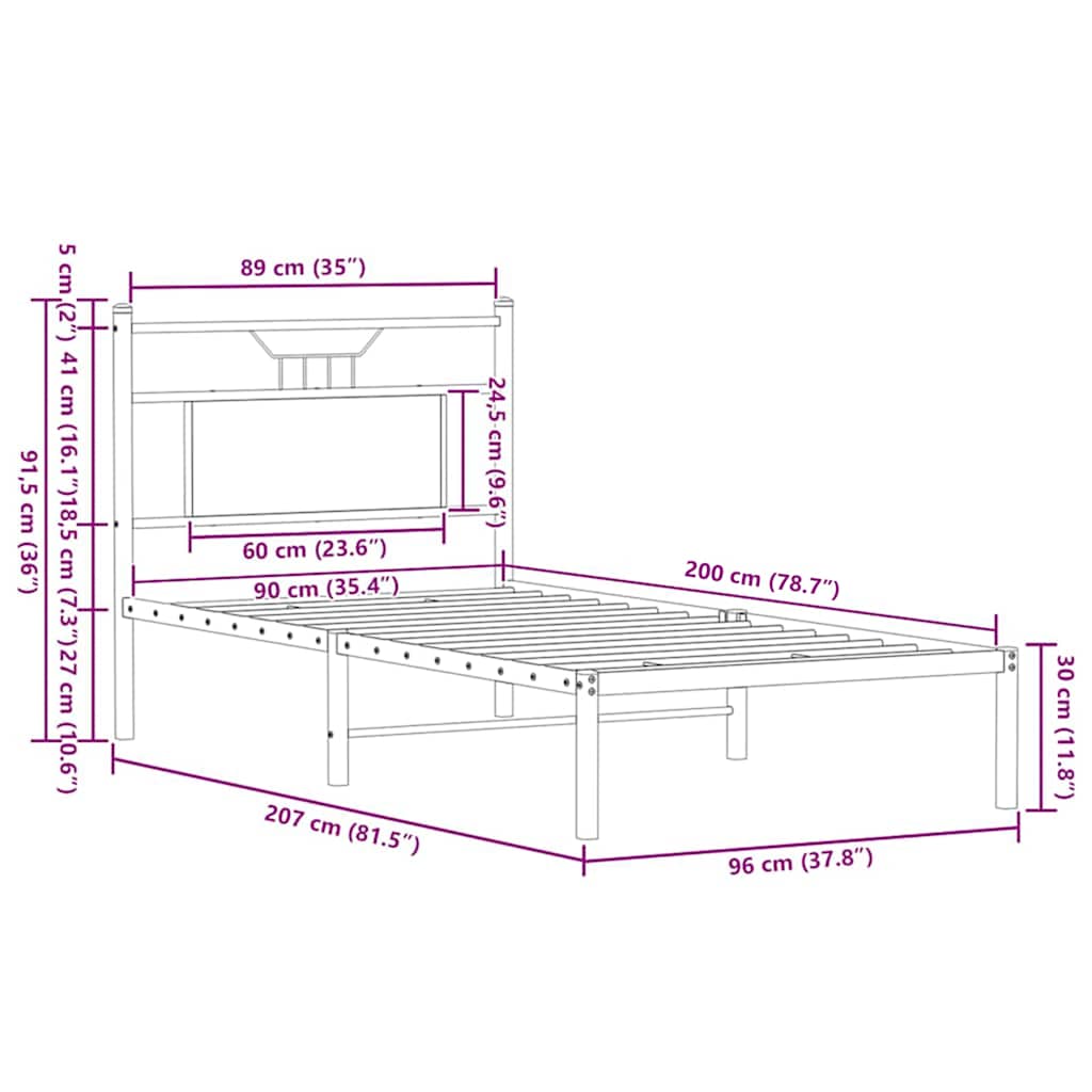 barna tölgy színű szerelt fa ágykeret matrac nélkül 90x200 cm
