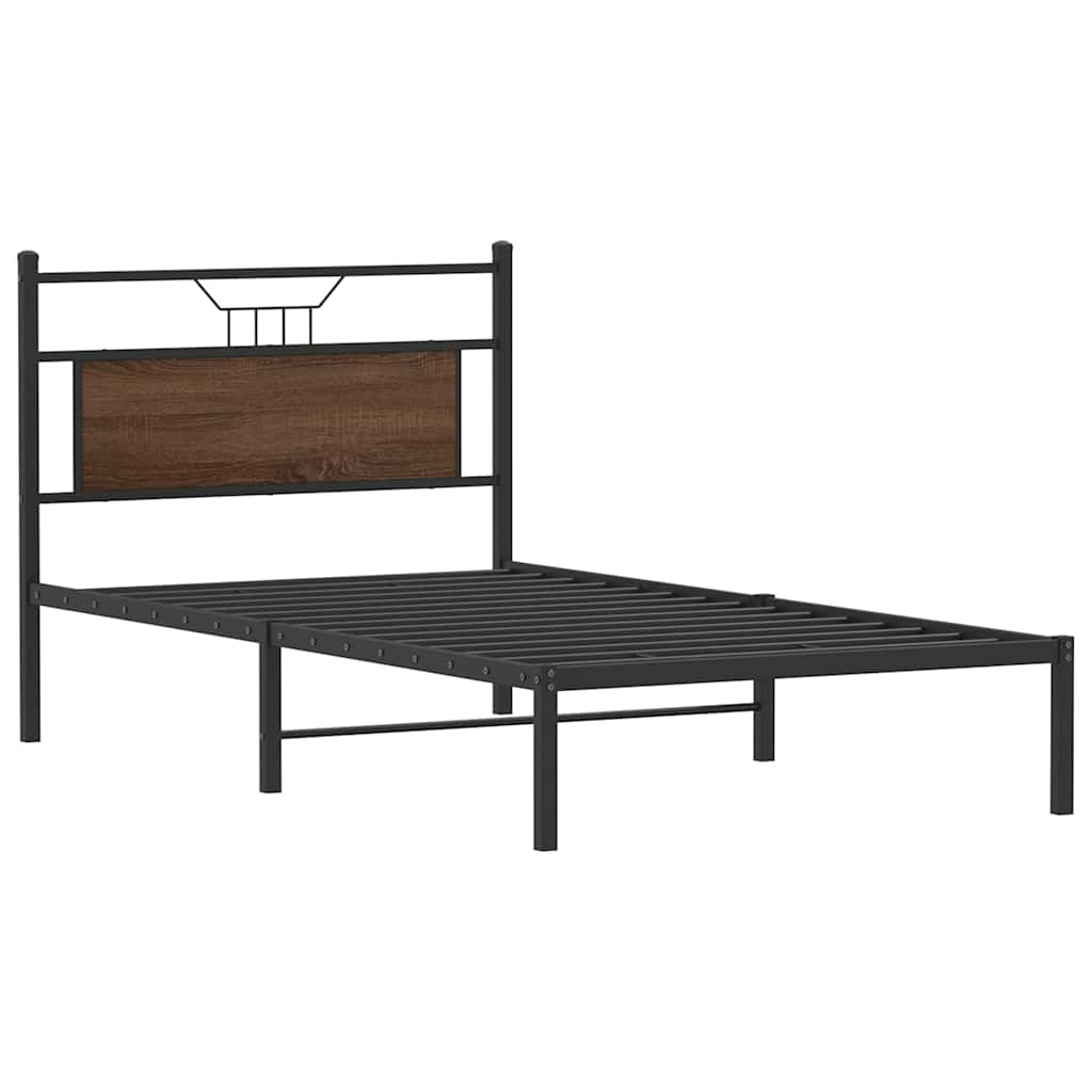 barna tölgy színű szerelt fa ágykeret matrac nélkül 90x190 cm