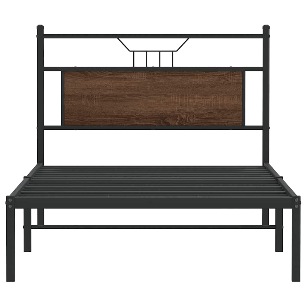 barna tölgy színű szerelt fa ágykeret matrac nélkül 90x190 cm